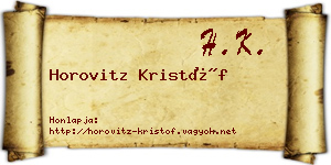 Horovitz Kristóf névjegykártya